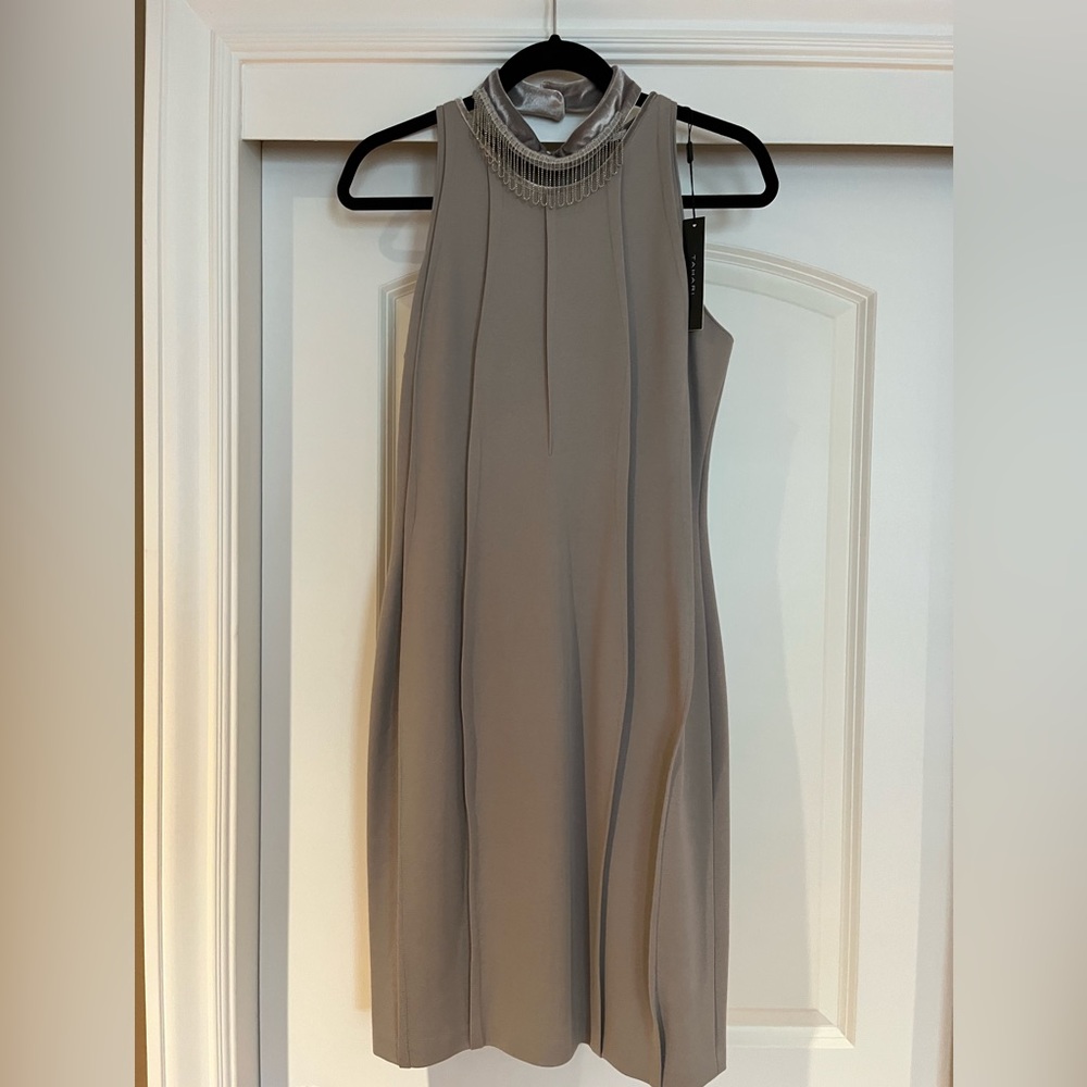 Tahari Bristol Dress with Velvet Neck Trim